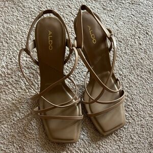 ALDO Women's Strappy Square-Toe Heels — Taupe